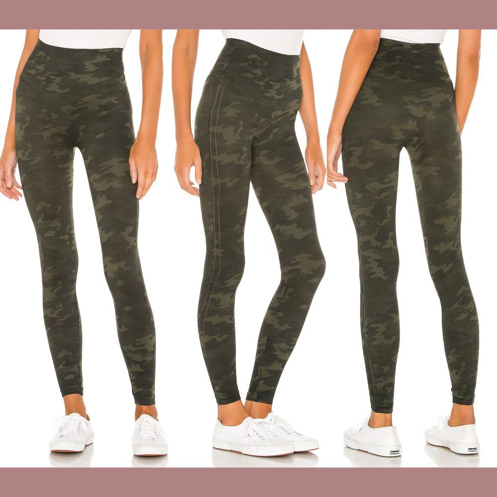 NWT $68 Spanx [ Small ]‎ Look At Me Now Seamless Leggings Green Camo #U1083